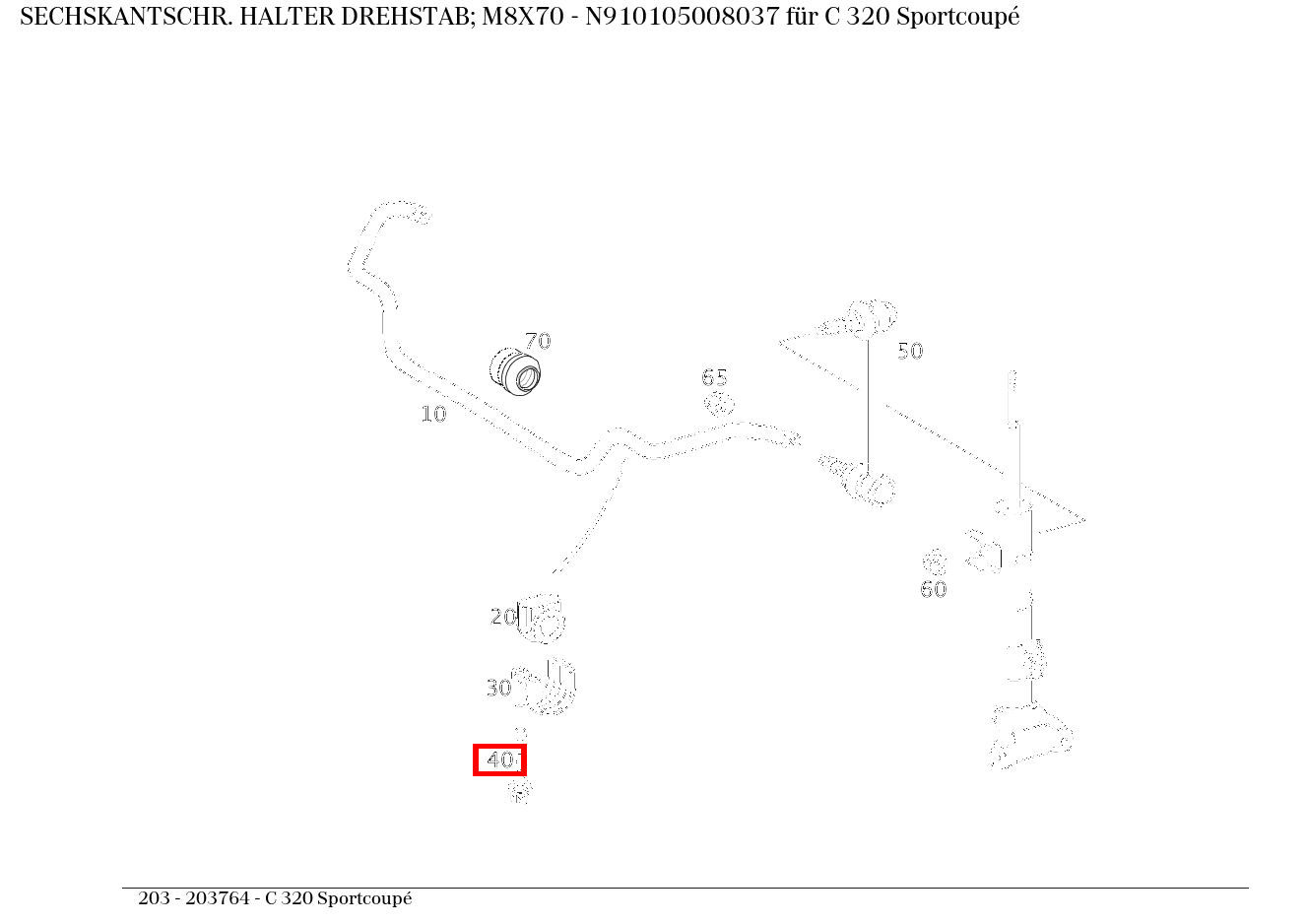 Sechskantschraube Stange an Federlenker; M8X70 , , und weitere kaufen