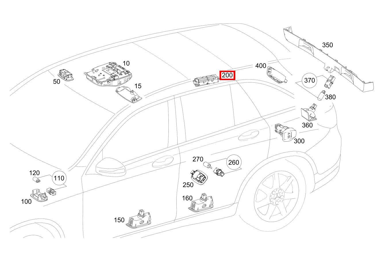 Innenraumleuchte Haltegriff hinten rechts GLK 253 Innenraumleuchte Haltegriff hinten rechts GLK 253