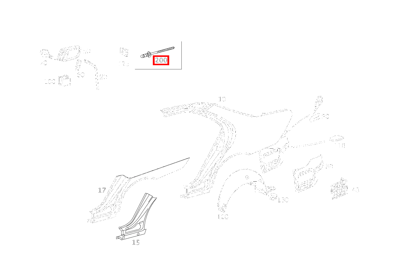 Blindniet REPARATURLOESUNG; 6,4 X 12MM / 1-3,5MM S 350 L 4-MATIC 220 Blindniet REPARATURLOESUNG; 6,4 X 12MM / 1-3,5MM S 350 L 4-MATIC 220