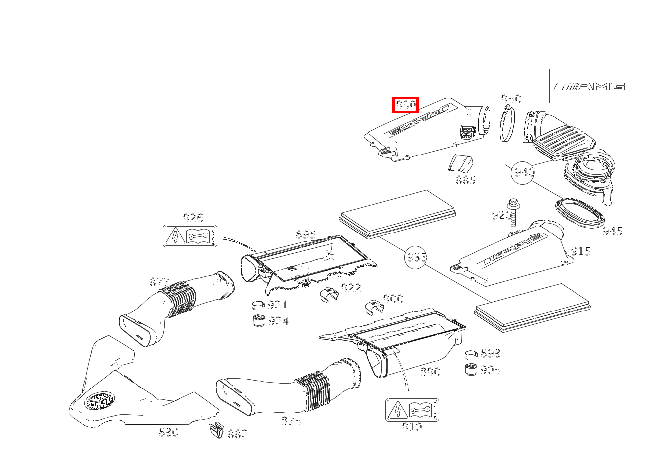 FILTERDECKEL RECHTS, MIT HEISSFILM-LUFTMASSENMESSER E 63 AMG T-Modell 211