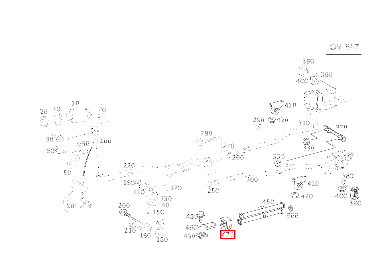 Aufhängering AUSPUFFANLAGE VORN E 270 FG CDI Fahrgestell lang 211