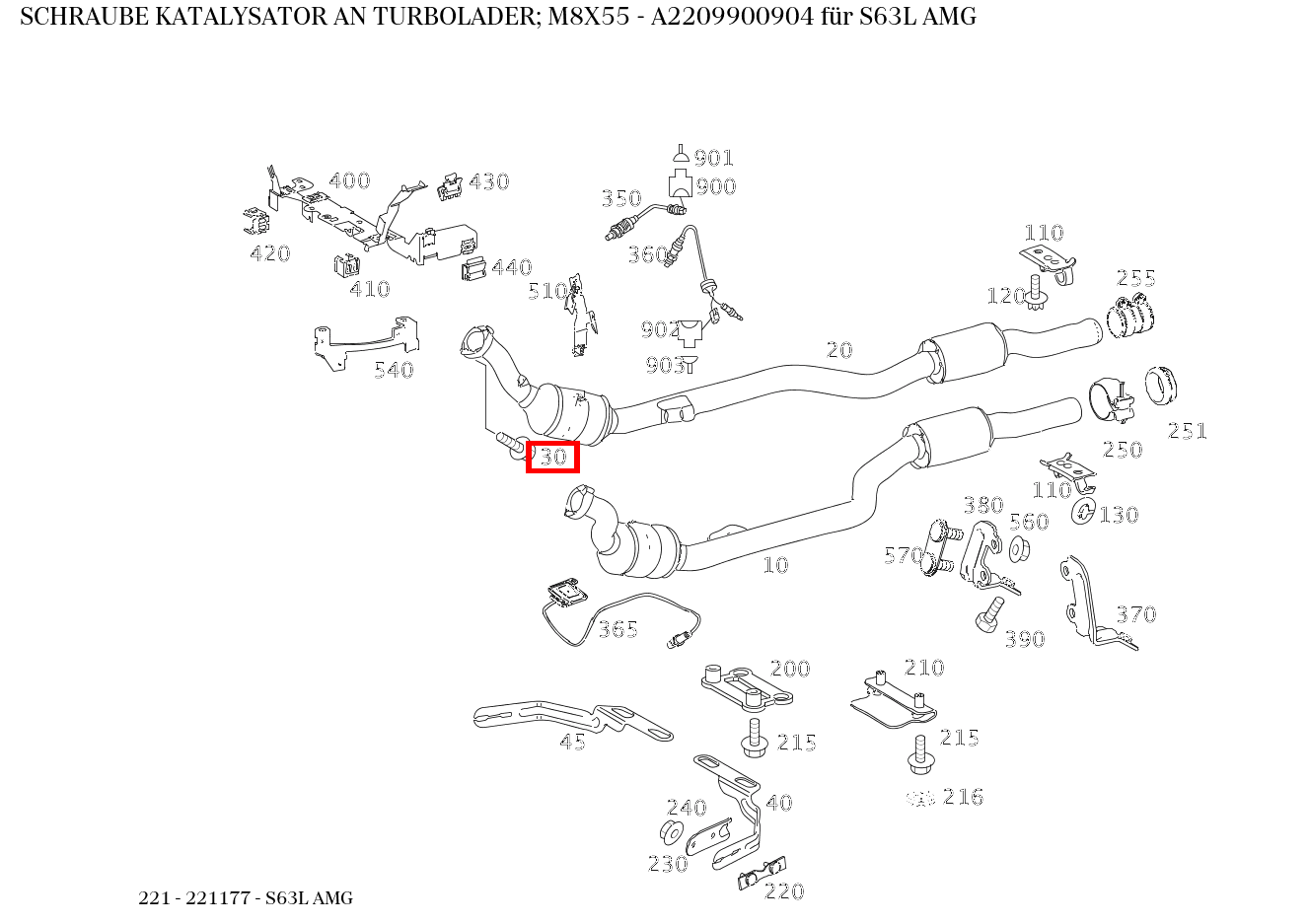 Schraube KATALYSATOR AN TURBOLADER; M8X55 S63L AMG 221 Schraube KATALYSATOR AN TURBOLADER; M8X55 S63L AMG 221