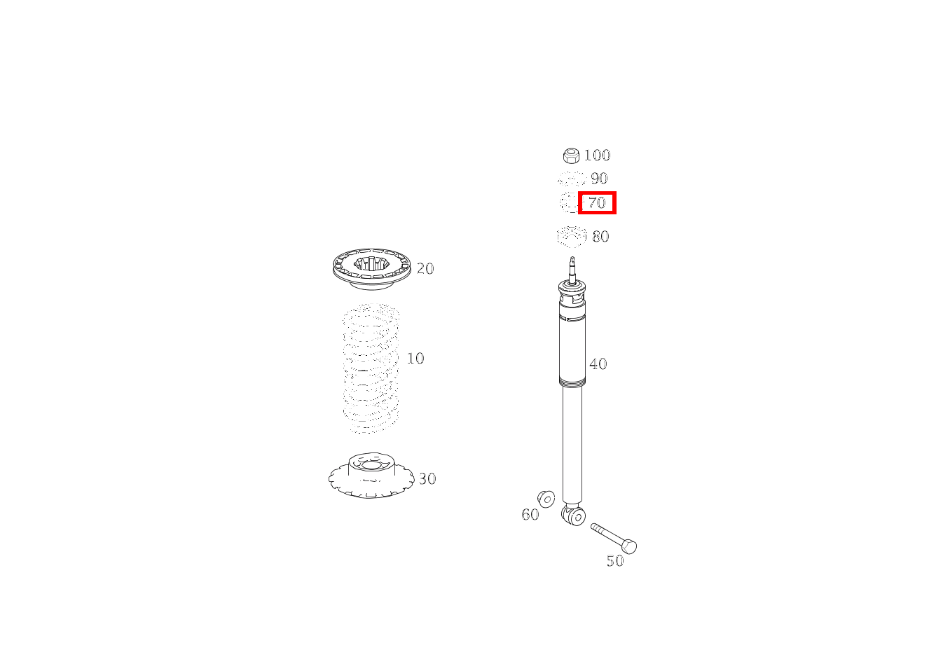 ELASTOMERRING STOSSDAEMPFER AN KAROSSERIE A 200 TURBO COUPE 169