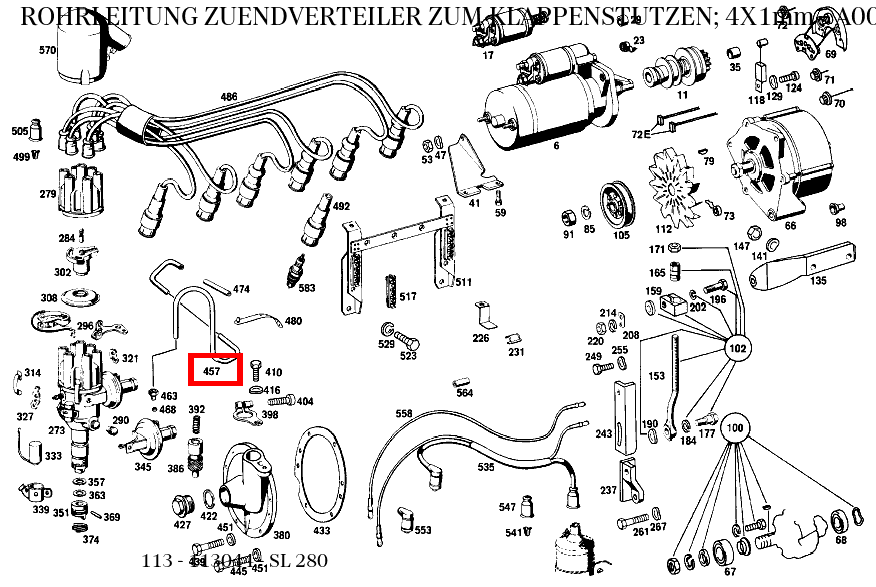 Rohrleitung ZUENDVERTEILER ZUM KLAPPENSTUTZEN; 4X1mm SL 280 113 Rohrleitung ZUENDVERTEILER ZUM KLAPPENSTUTZEN; 4X1mm SL 280 113