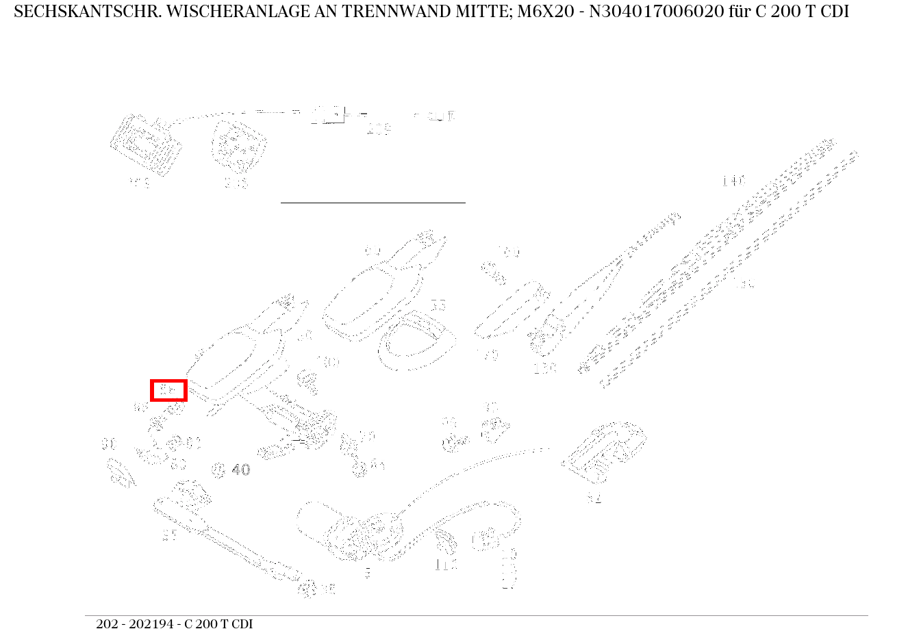 Sechskantschraube WISCHERANLAGE AN TRENNWAND MITTE; M6X20 C 200 T CDI 202