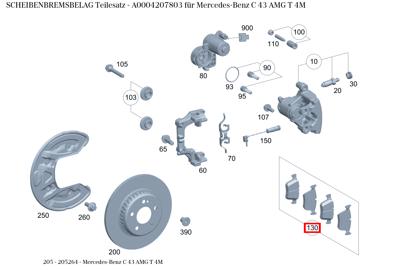 Scheibenbremsbelag Teilesatz Mercedes-Benz C 43 AMG T 4M 205 Scheibenbremsbelag Teilesatz Mercedes-Benz C 43 AMG T 4M 205