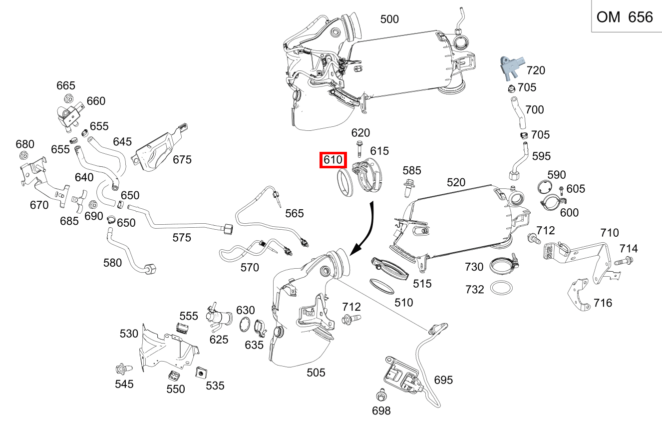 DICHTRING ABGASANLAGE Katalysator an Turbolader E 400 d 4MATIC T-Modell All-Terrain 213