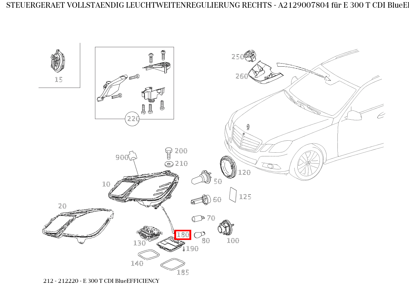 Steuergerät vollständig LEUCHTWEITENREGULIERUNG RECHTS E 300 T CDI BlueEFFICIENCY 212 Steuergerät vollständig LEUCHTWEITENREGULIERUNG RECHTS E 300 T CDI BlueEFFICIENCY 212
