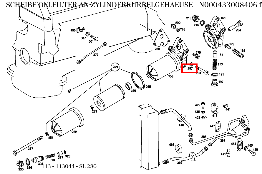 Scheibe OELFILTER AN ZYLINDERKURBELGEHAEUSE SL 280 113 Scheibe OELFILTER AN ZYLINDERKURBELGEHAEUSE SL 280 113