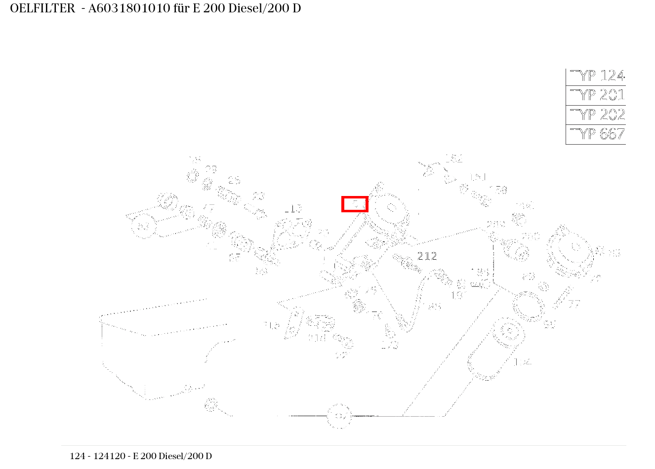 Ölfilter E 200 Diesel/200 D 124 Ölfilter E 200 Diesel/200 D 124
