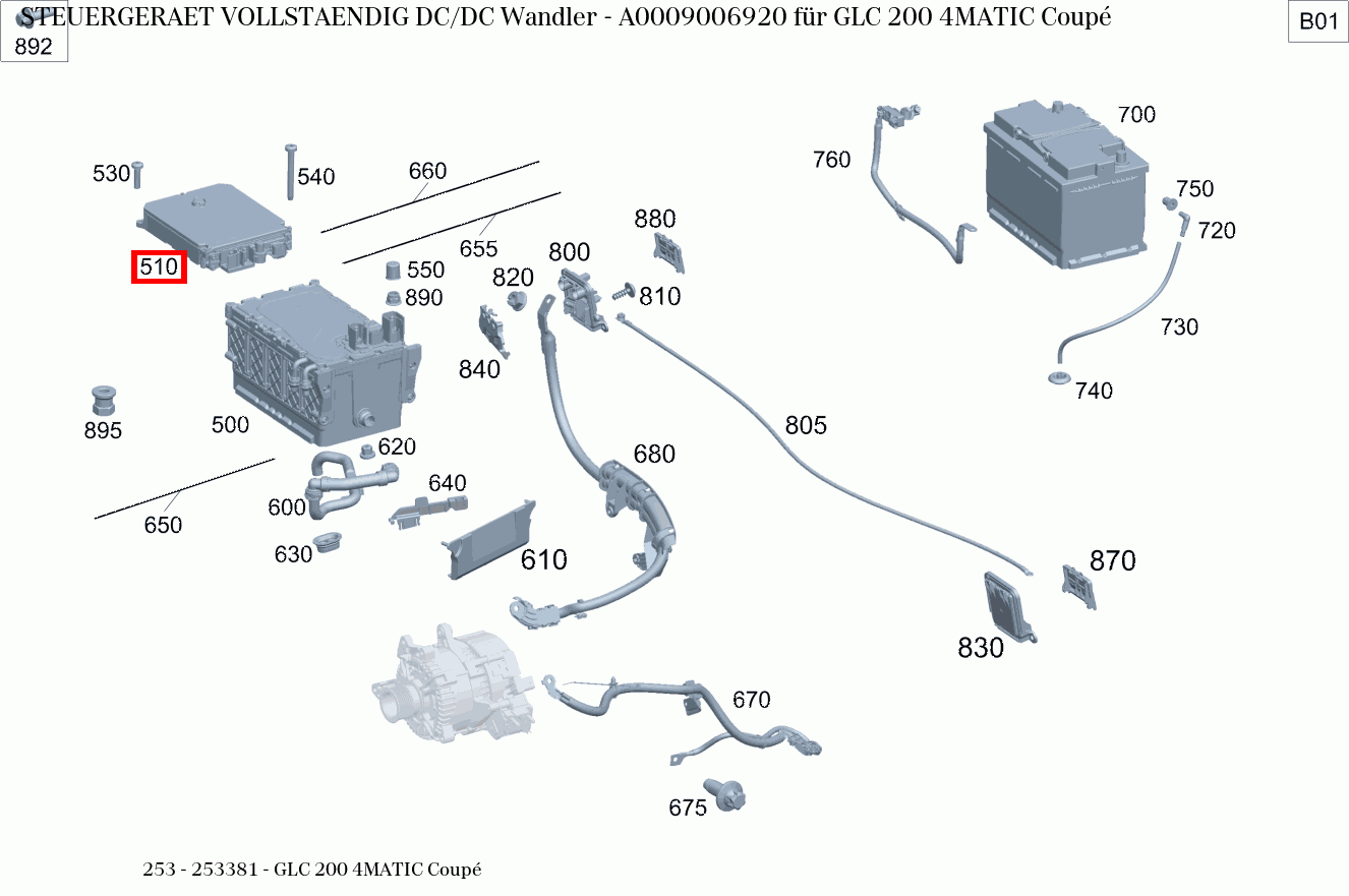 Steuergerät vollständig DC/DC Wandler GLC 200 4MATIC Coupé 253