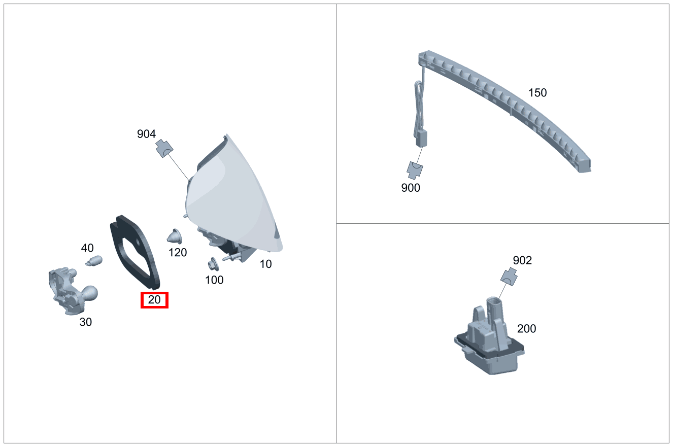Dichtung Leuchtengehäuse Links C 300 4MATIC 274920 205