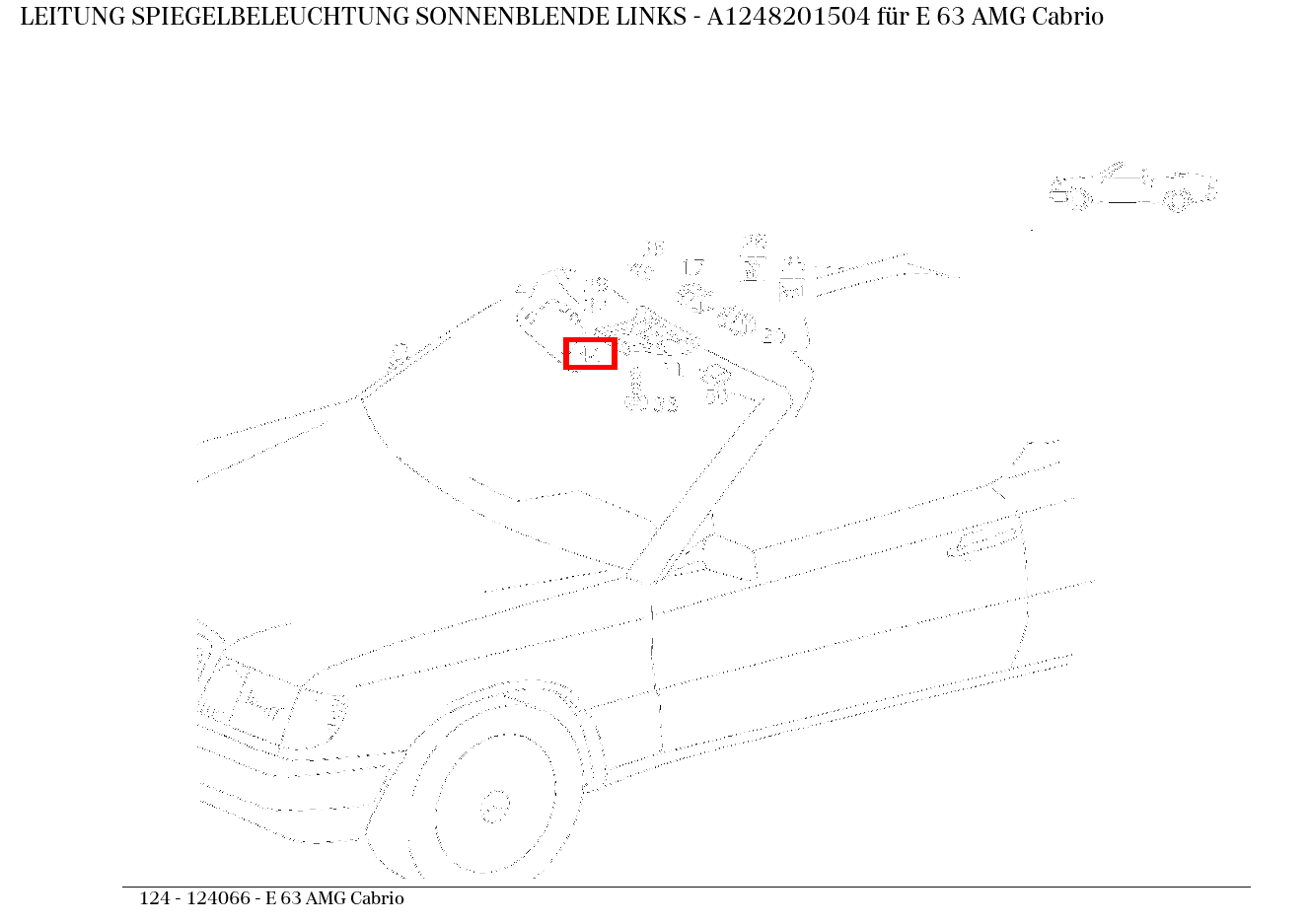 Leitung SPIEGELBELEUCHTUNG SONNENBLENDE LINKS E 63 AMG Cabrio 124
