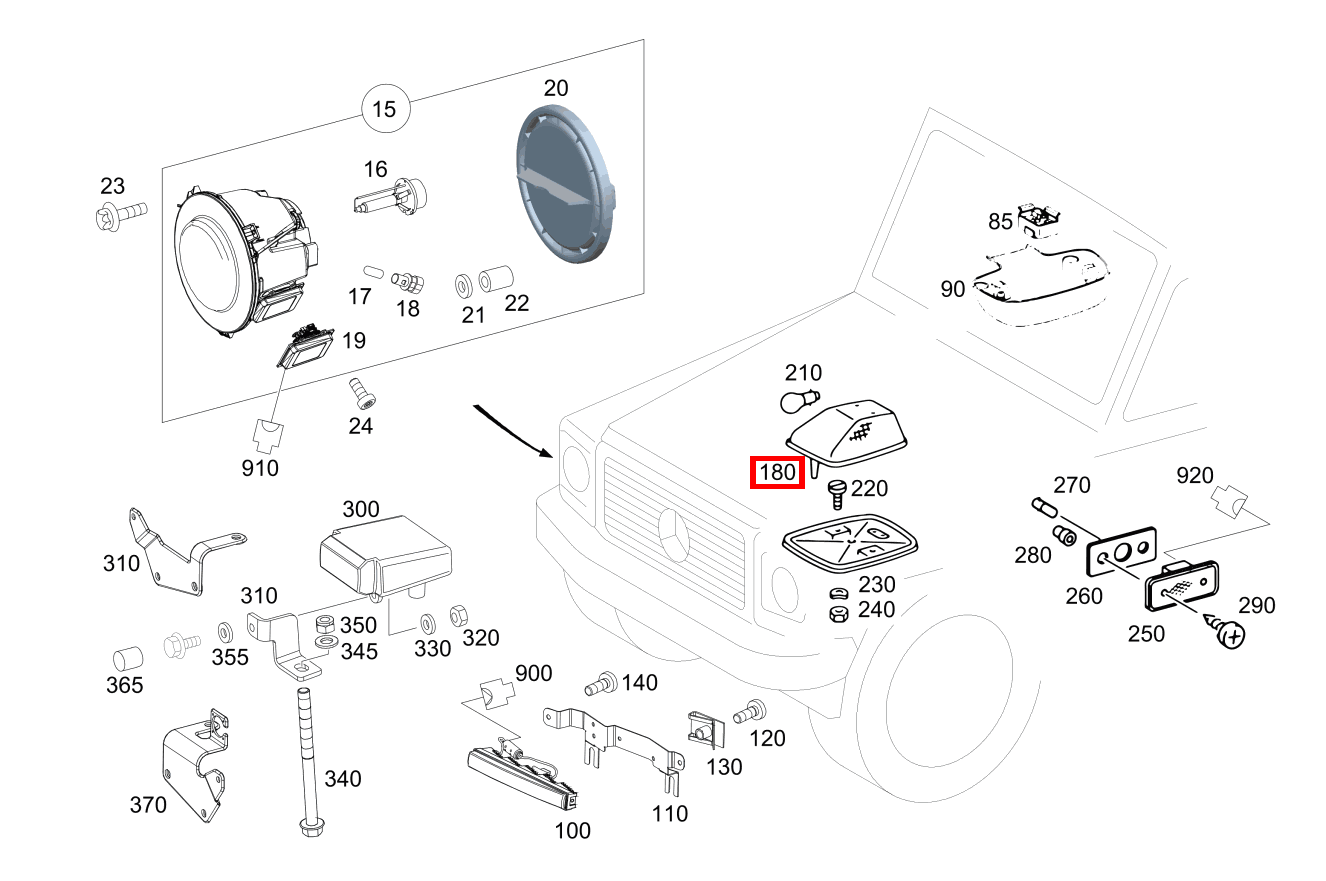 Blinkleuchte WEISS, VORN G 500 Off-Roader lang BCA 463 Blinkleuchte WEISS, VORN G 500 Off-Roader lang BCA 463