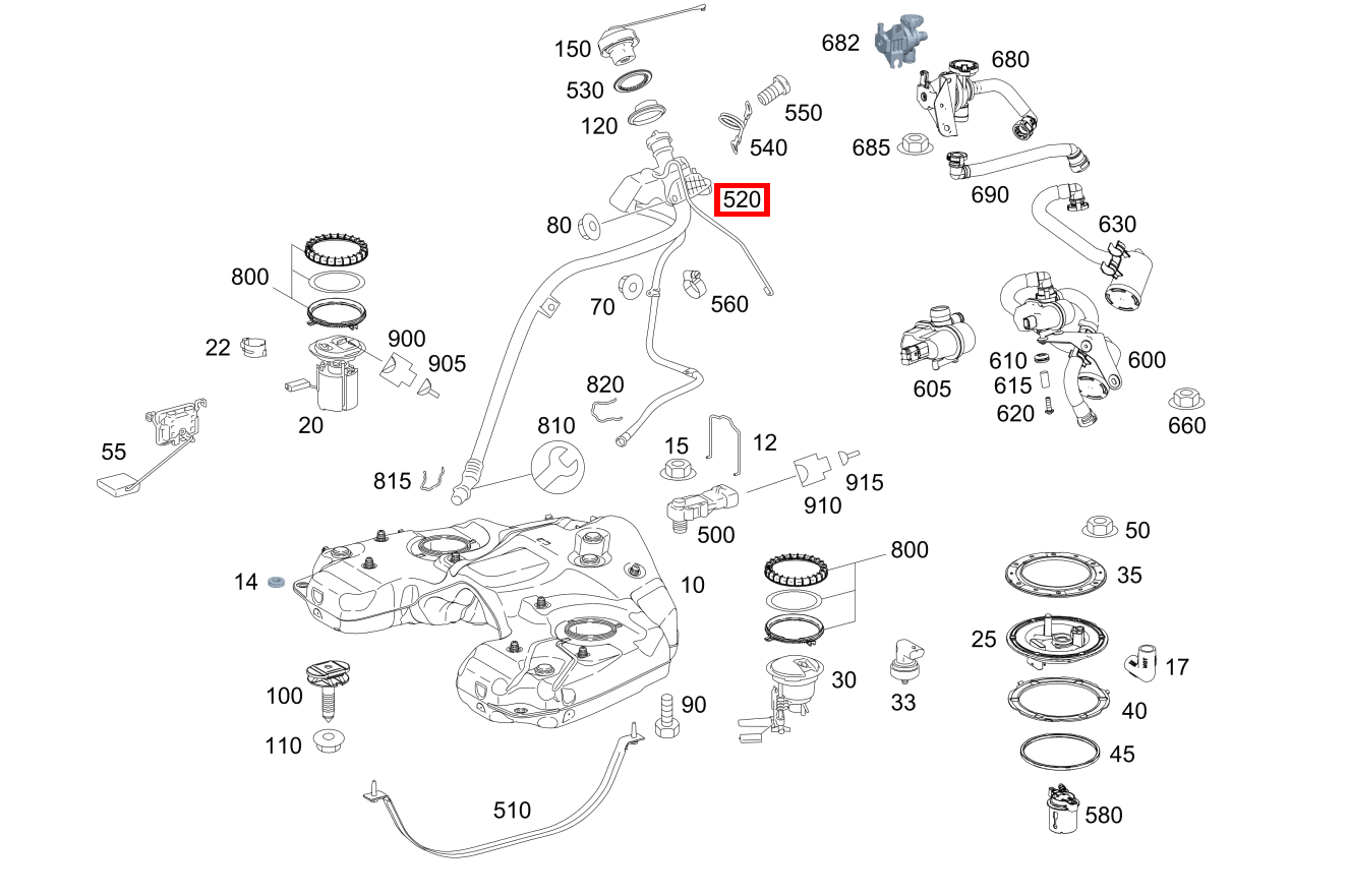 Einfüllstutzen KRAFTSTOFFBEHAELTER ML 350 4MATIC Off-Roader BCA 164