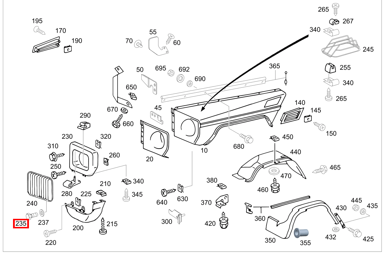 Sechskantschraube VERSTAERKUNG AN KOTFLUEGEL; M8X20 G 500 Off-Roader lang BCA 463
