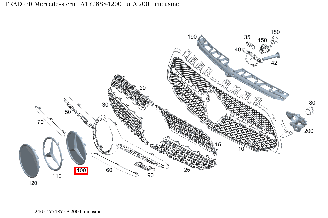 Träger Mercedesstern A 200 Limousine 246 Träger Mercedesstern A 200 Limousine 246