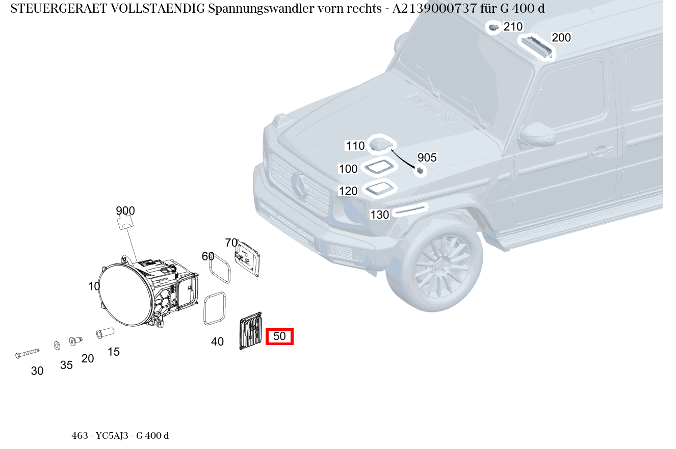 Steuergerät vollständig Spannungswandler vorn rechts G 400 d 463 Steuergerät vollständig Spannungswandler vorn rechts G 400 d 463