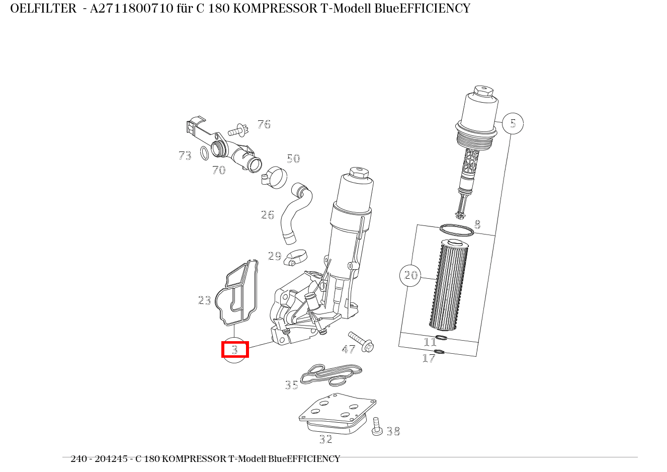 Ölfilter C 180 KOMPRESSOR T-Modell BlueEFFICIENCY 240