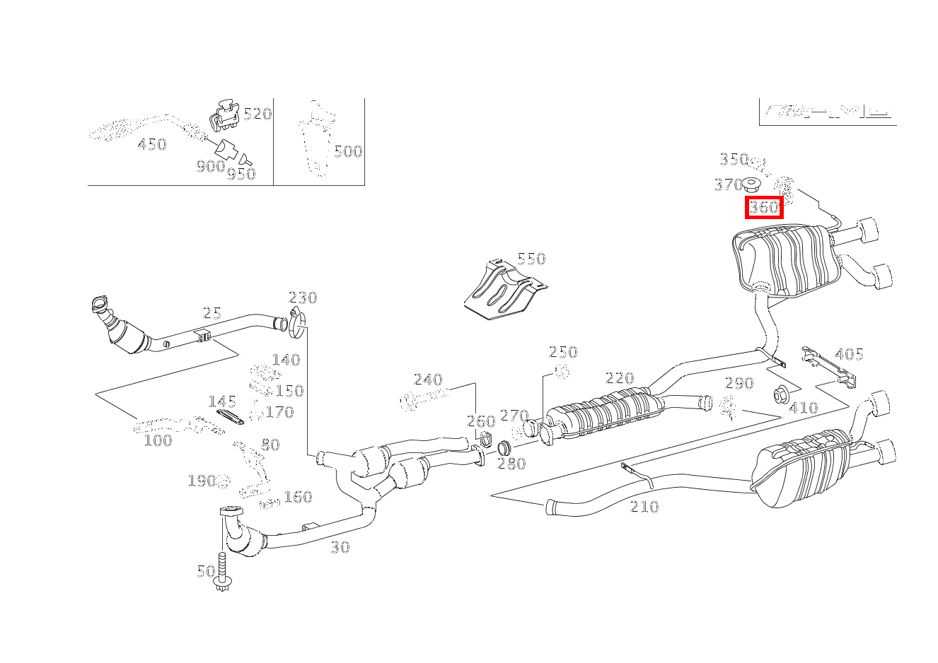 Aufhängering AUFHAENGUNG NACHSCHALLDAEMPFER E 500 T 4-Matic 211
