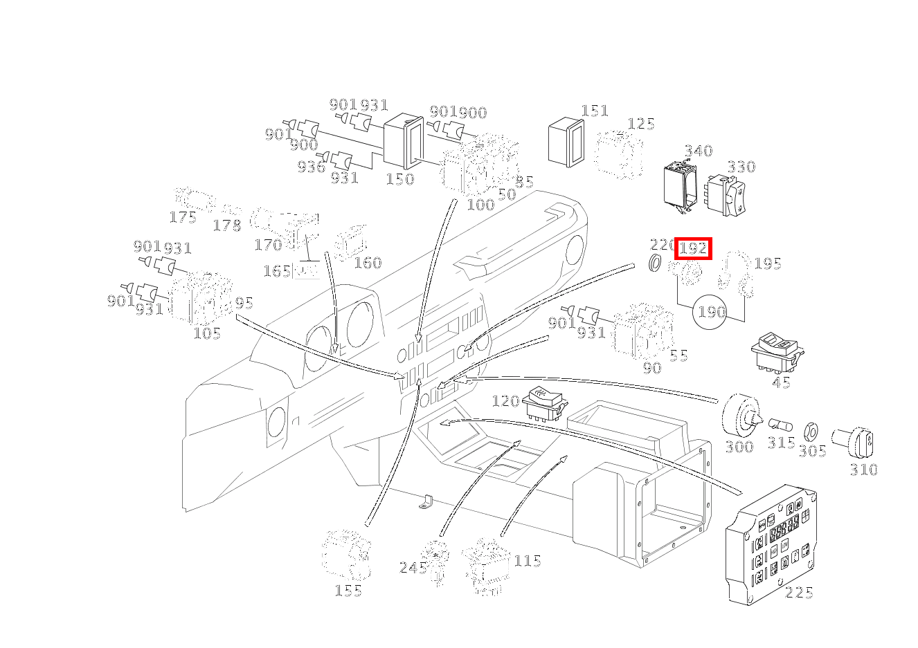 Steckdose In Mittelkonsole; 12V/15A G 300 CDI/4X4/3428 Lang 461