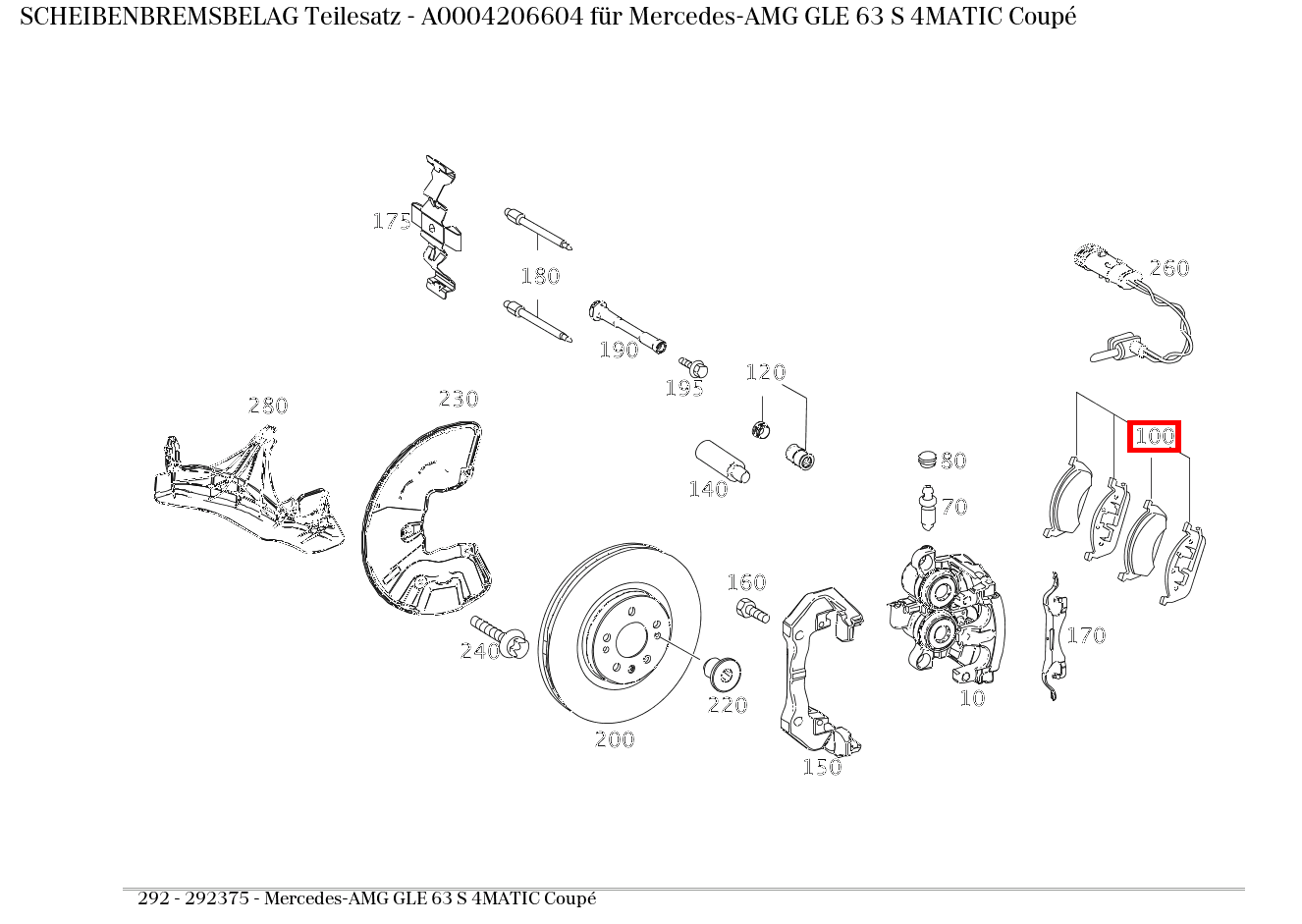 Scheibenbremsbelag Teilesatz M 166, GLE 292 kaufen