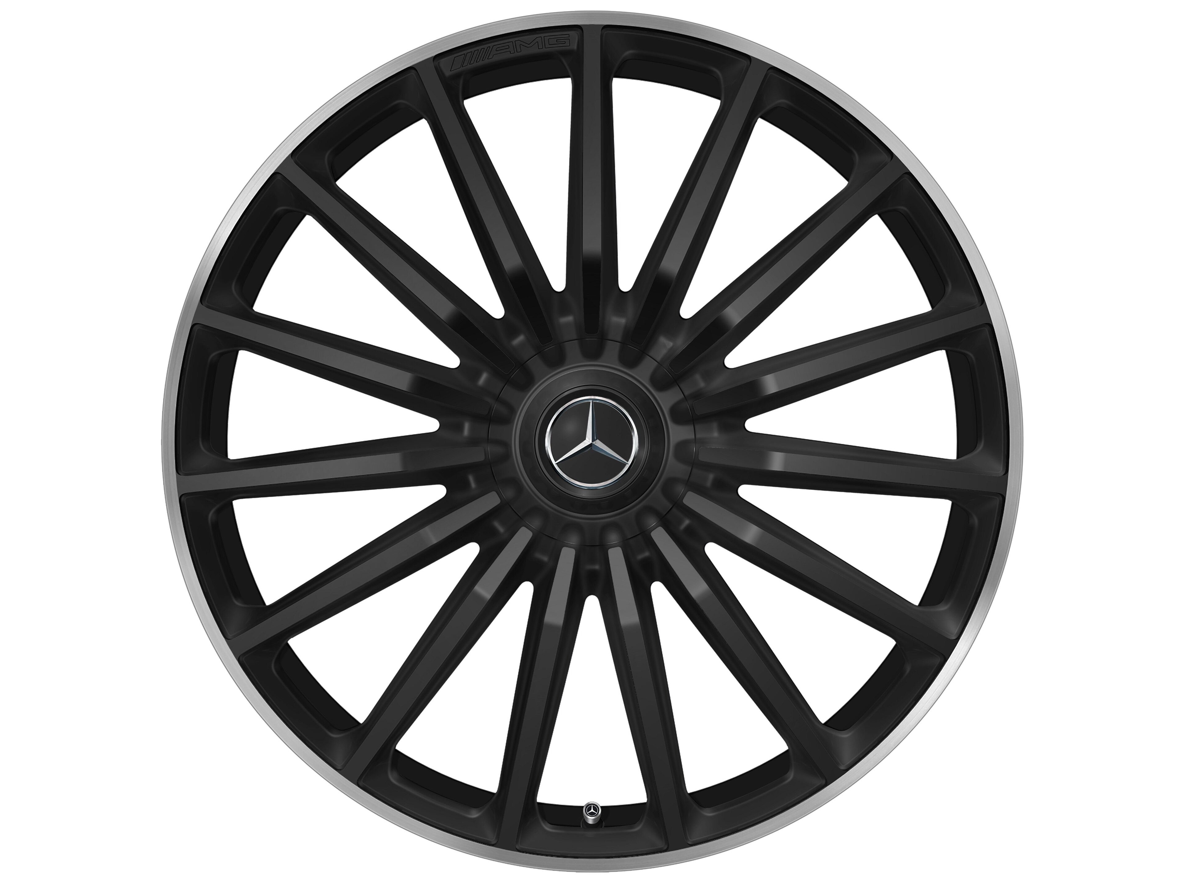 AMG Vielspeichen-Rad, 22 Zoll, 11,5 J x 22 ET 47, schwarz matt, Felgenhorn glanzgedreht