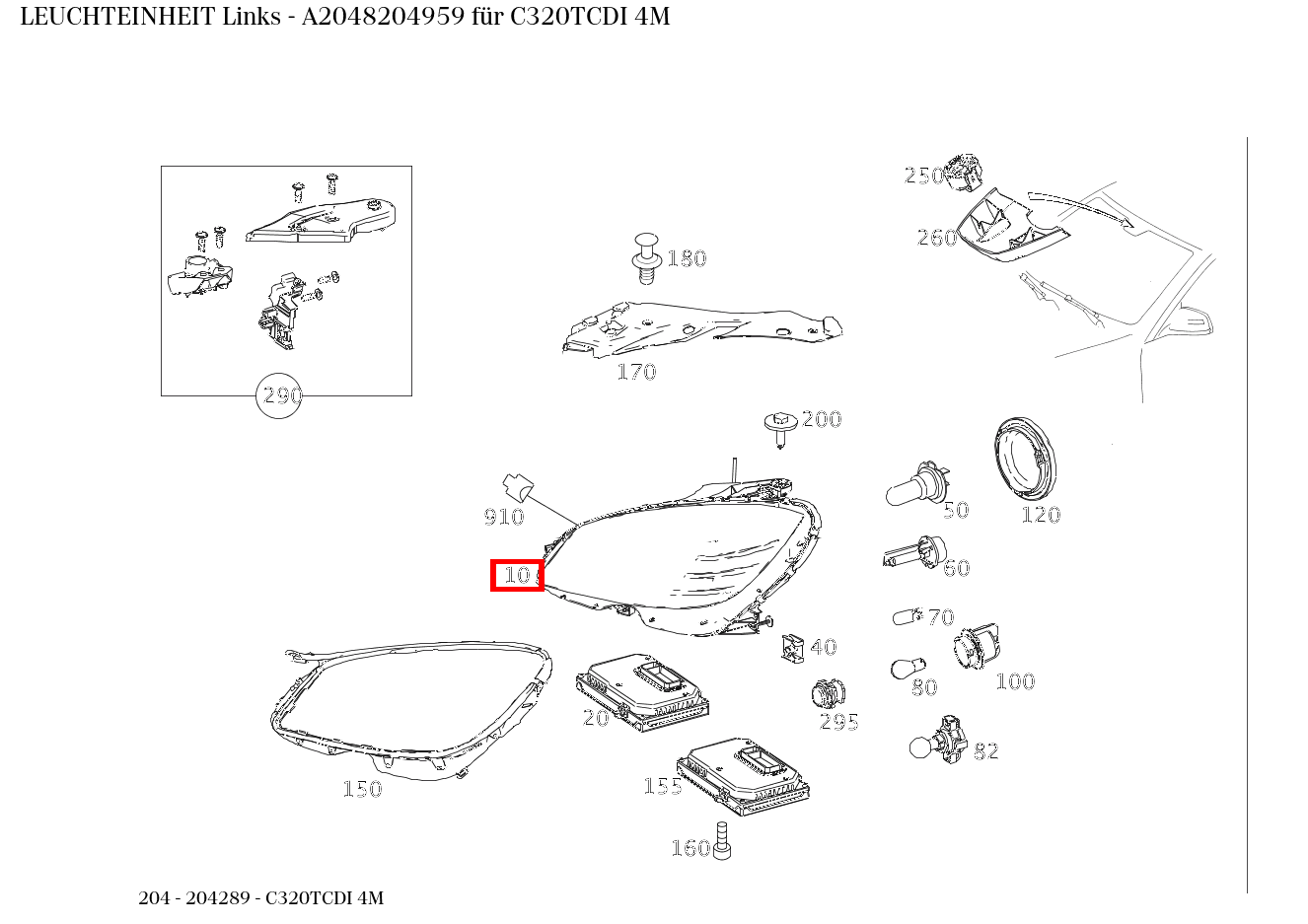 Leuchteinheit Links für C-Klasse 204 kaufen 