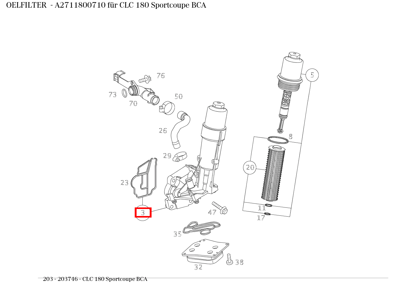 Ölfilter CLC 180 Sportcoupe BCA 203