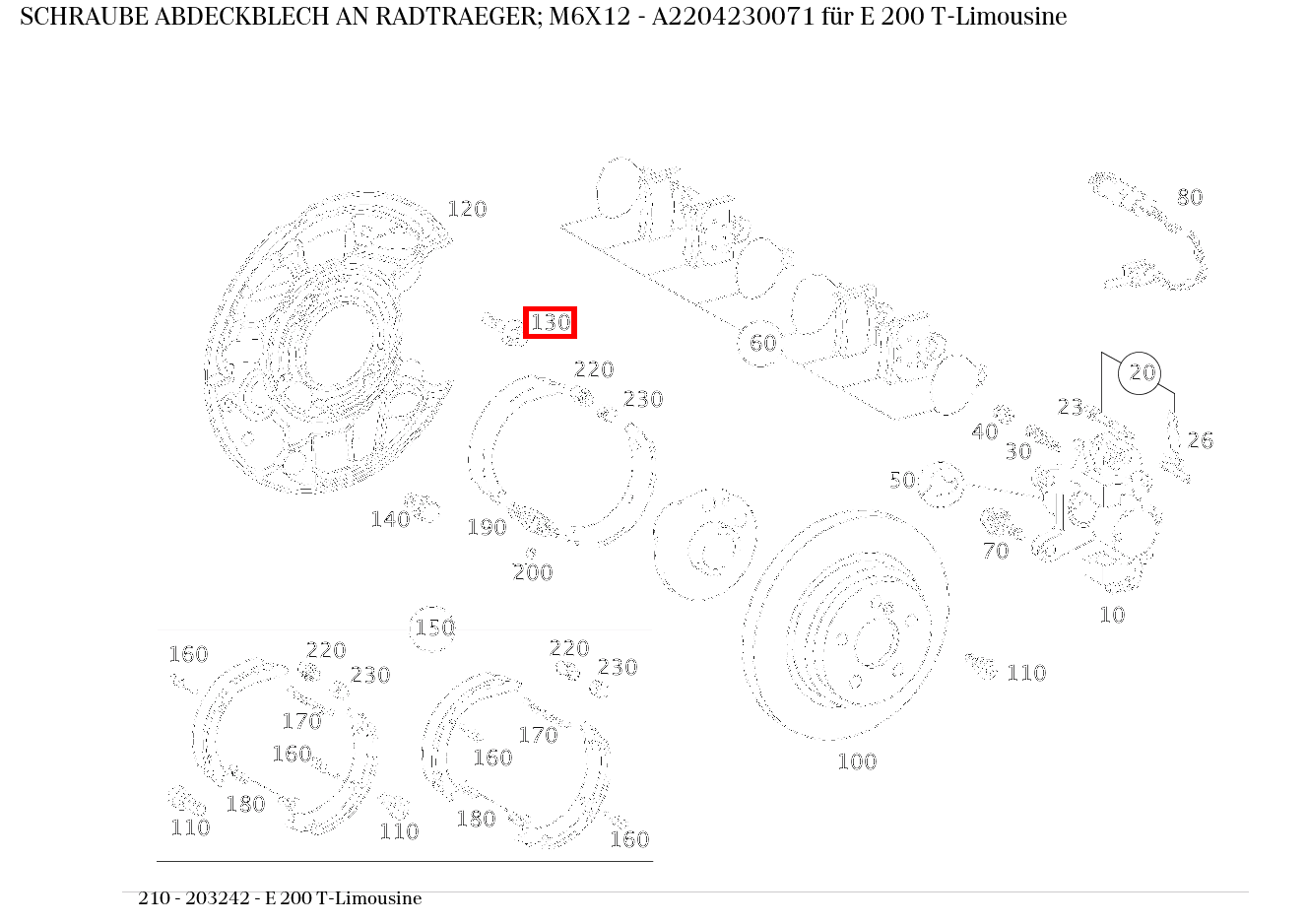 Schraube ABDECKBLECH AN RADTRAEGER; M6X12 E 200 T-Limousine 210