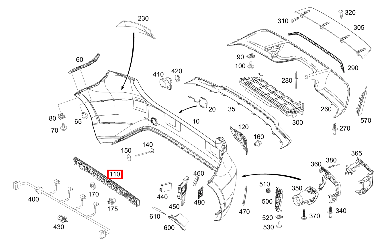 Grundtäger Stossfänger Stoßfänger hinten Mitte A 45 AMG 4MATIC 176 Grundtäger Stossfänger Stoßfänger hinten Mitte A 45 AMG 4MATIC 176