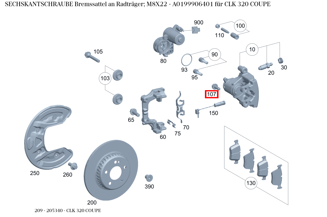 Sechskantschraube Bremssattel an Bremsträger links und rechts  