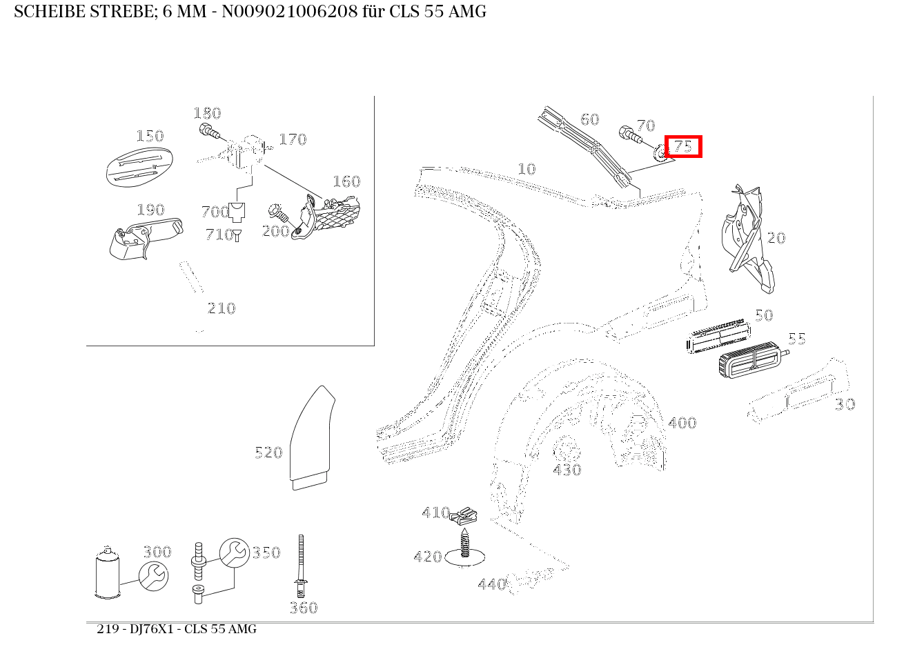 Scheibe STREBE; 6 MM CLS 55 AMG 219 Scheibe STREBE; 6 MM CLS 55 AMG 219