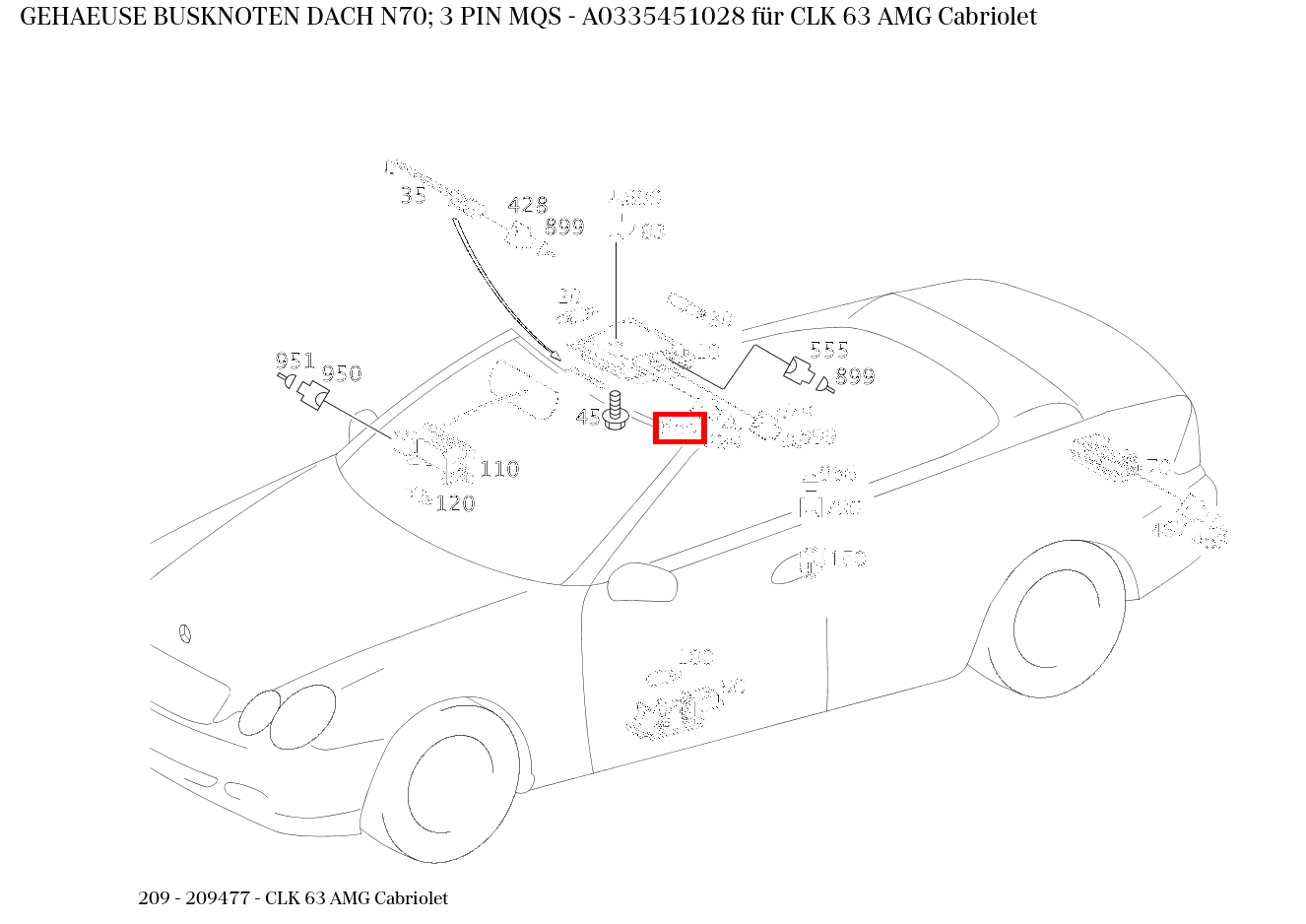 Gehäuse DACHBEDIENEINHEIT N70,; 3 PIN MQS für CLK 209, G 463 