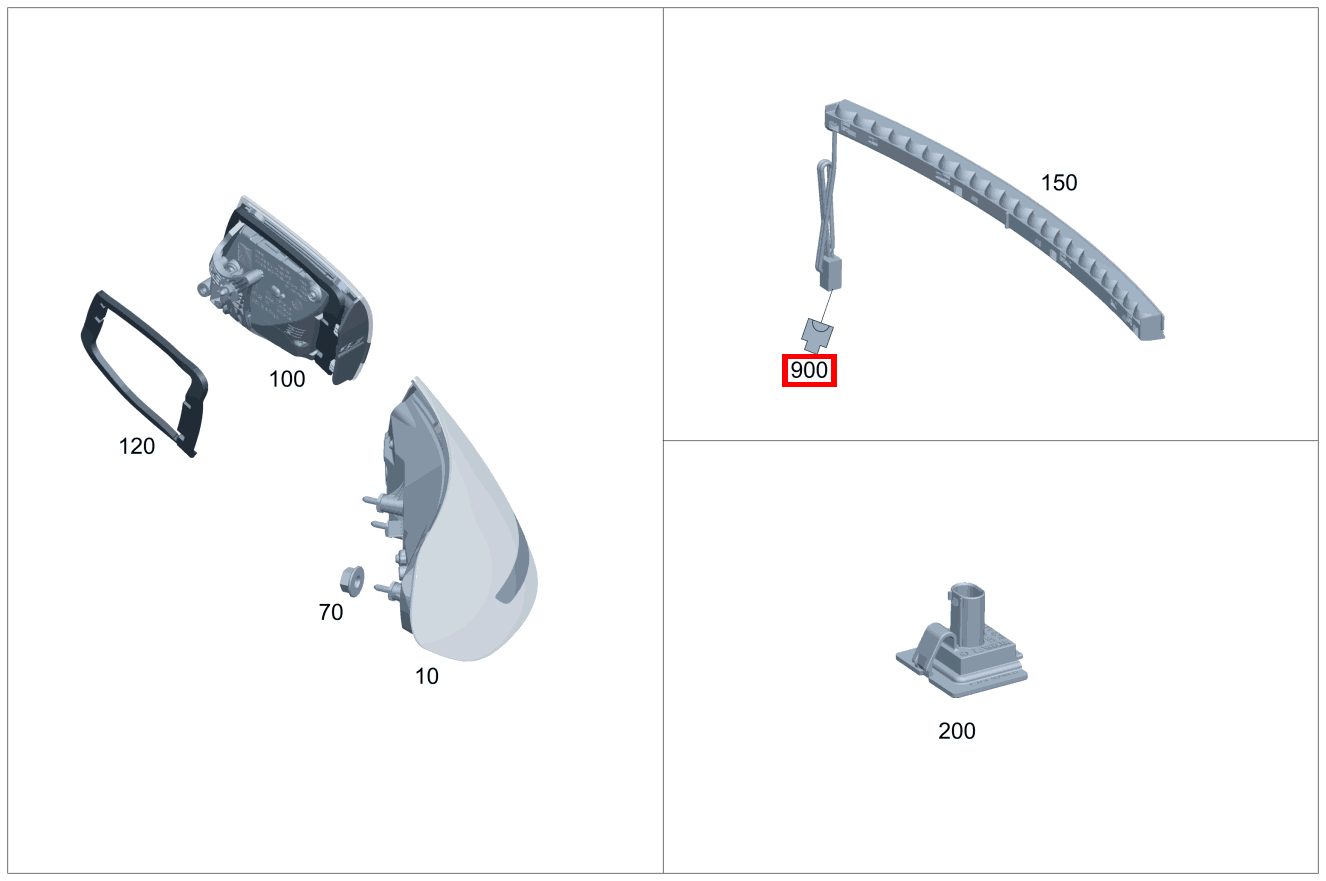 Stecker 3. Bremslicht E21; 2-PIN MQS SL 230, CLA 117, GLA 156 und  