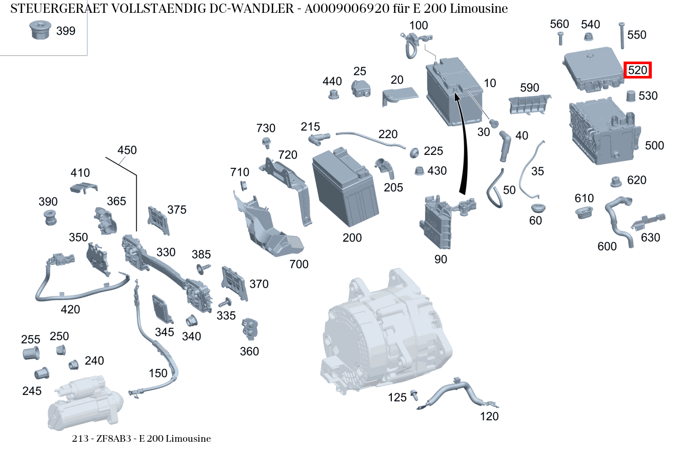 Steuergerät vollständig DC-WANDLER E 200 Limousine 213