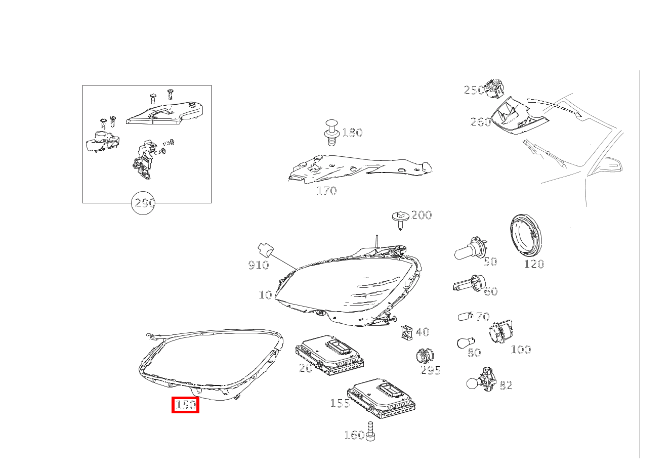 Dichtung Leuchtengehäuse Scheinwerfer links C320TCDI 4M 204