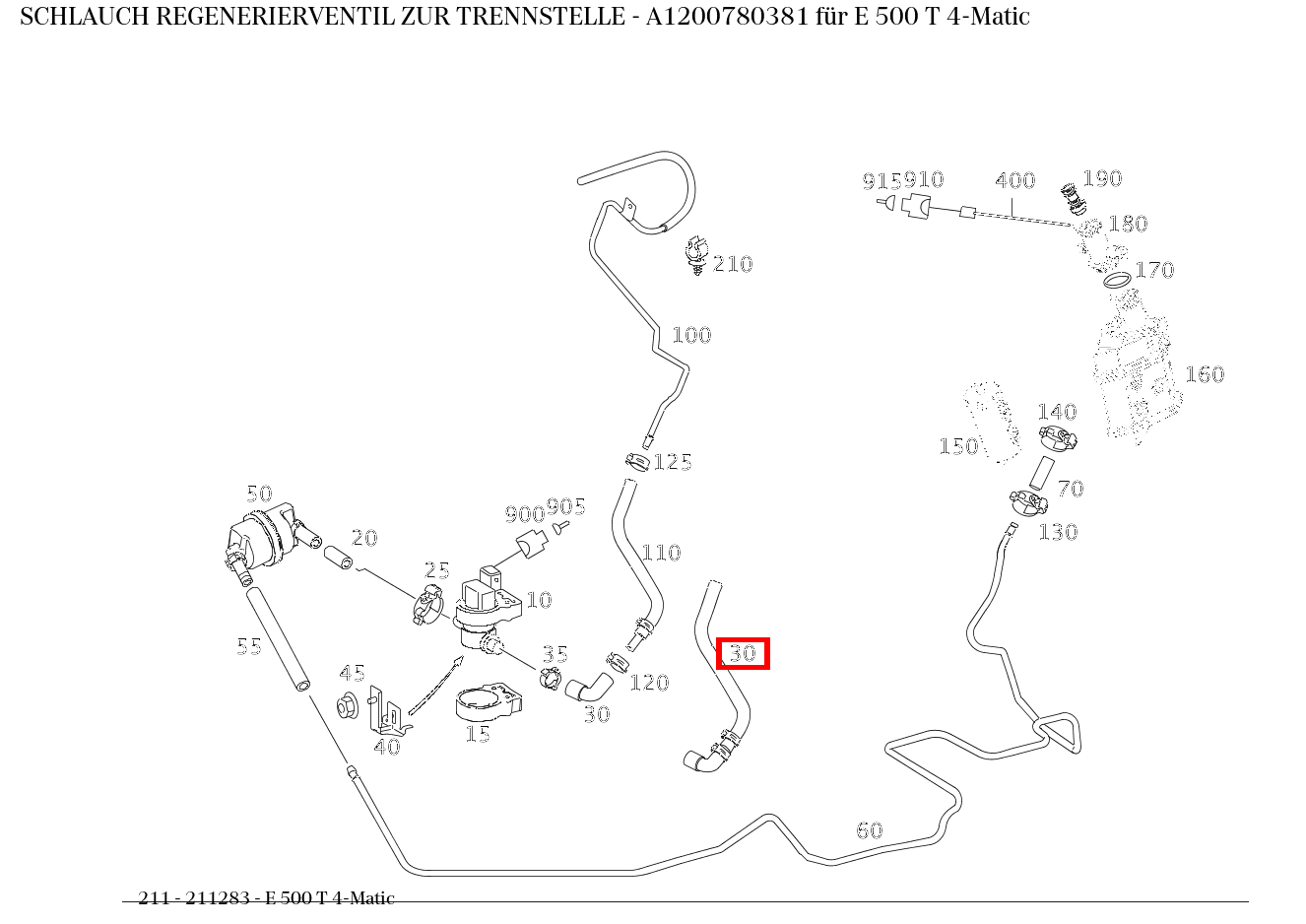 Schlauch REGENERIERVENTIL ZUR TRENNSTELLE E 500 T 4-Matic 211 Schlauch REGENERIERVENTIL ZUR TRENNSTELLE E 500 T 4-Matic 211