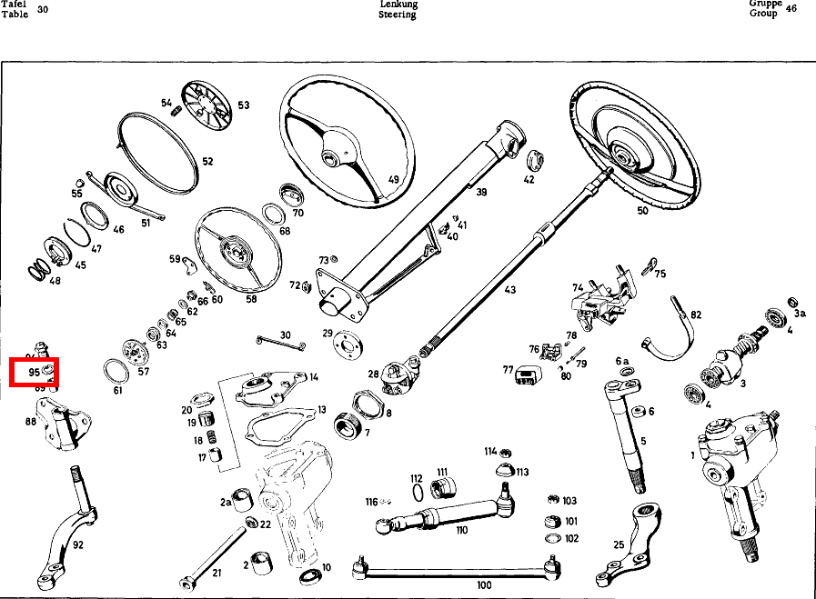 Sicherungsblech FÜR LENKUNGSZWISCHENHEBEL AN ZAPFENLAGER 220 SE b/C 111