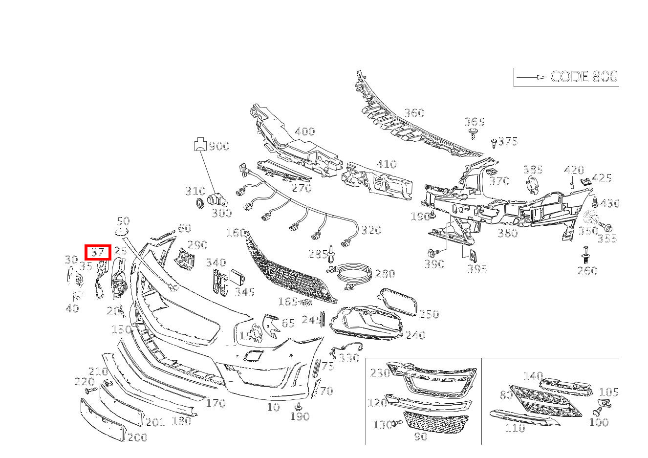 Rahmensegment Scheinwerferreinigungsanlage rechts für SL-Klasse  