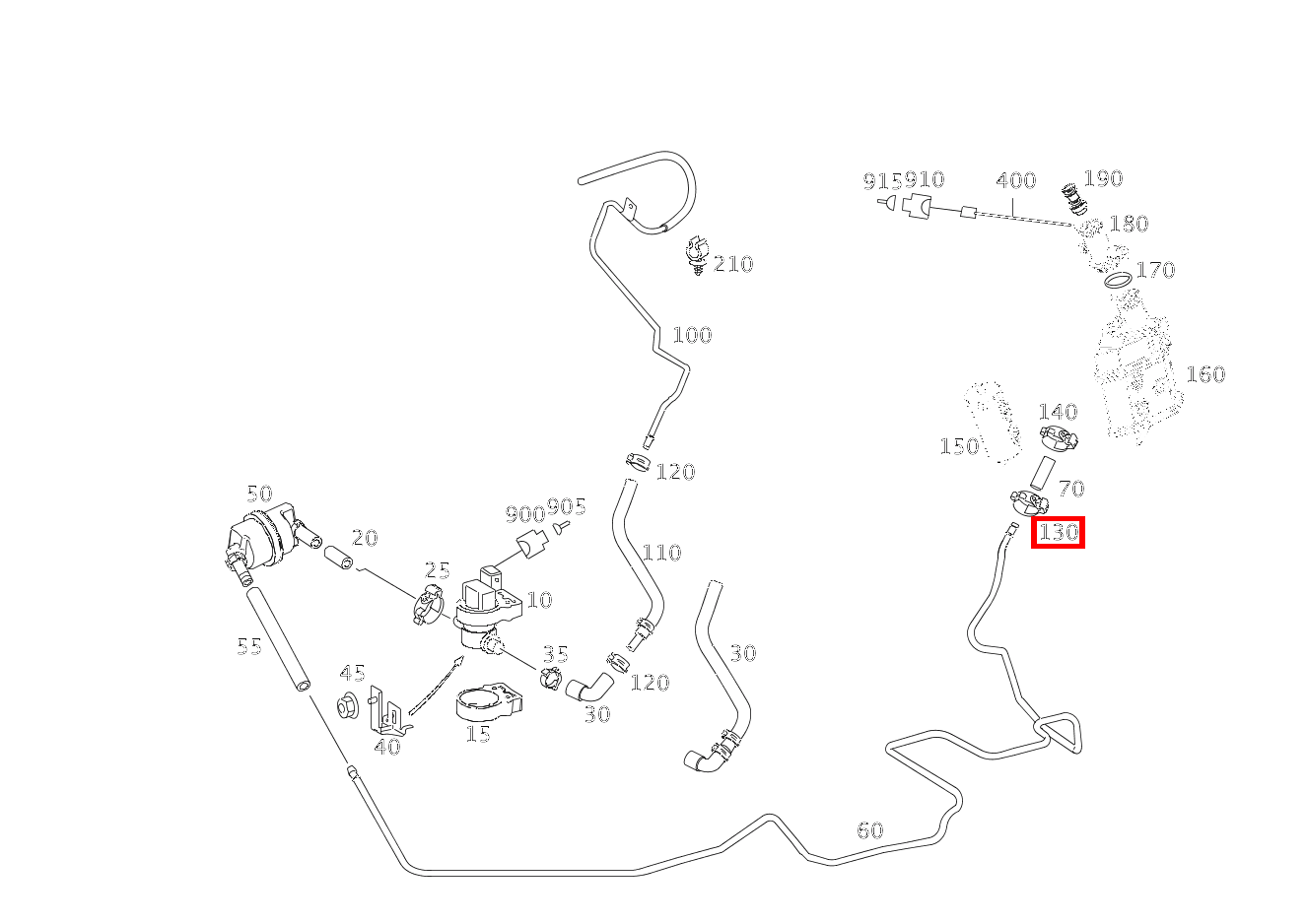 Schelle REGENERIERLEITUNG AKTIVKOHLEBEHAELTER; 15.5-17.5 MM E 280 T-Modell BCA 211