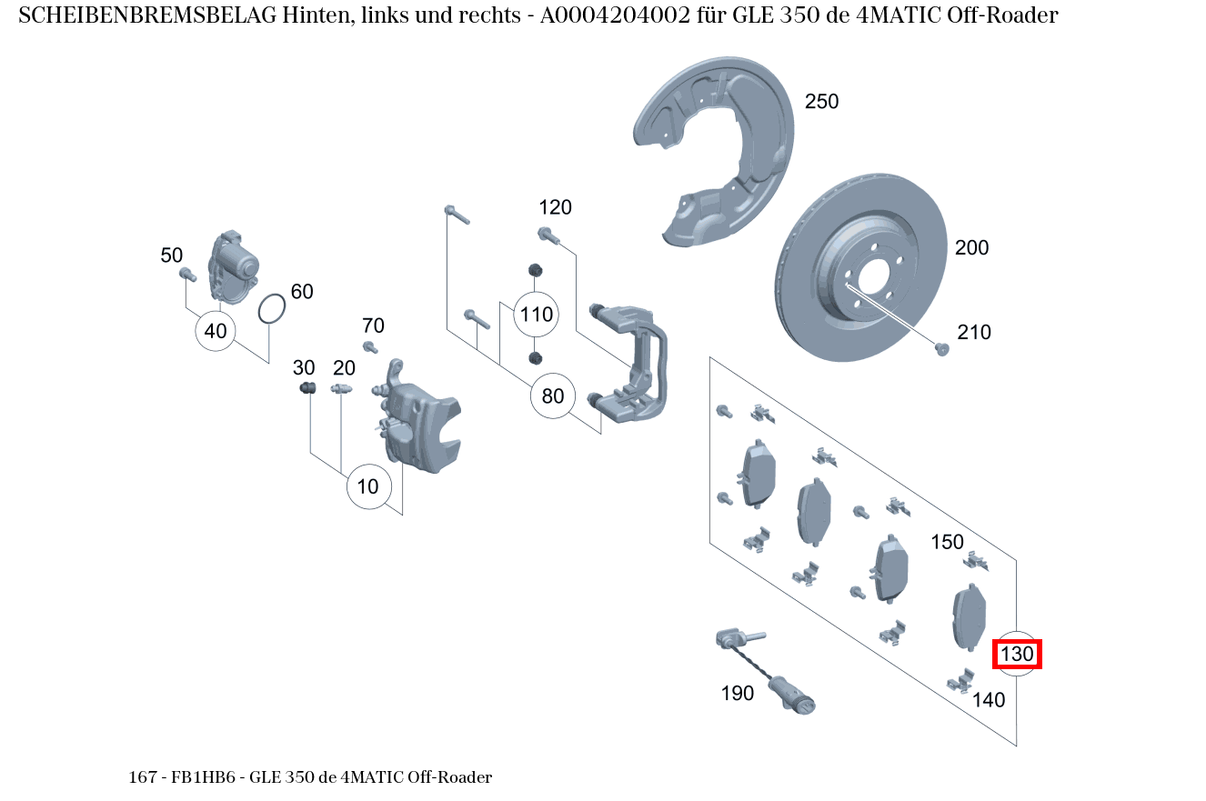 Scheibenbremsbelag Hinten, links und rechts GLE 350 de 4MATIC Off-Roader 167 Scheibenbremsbelag Hinten, links und rechts GLE 350 de 4MATIC Off-Roader 167