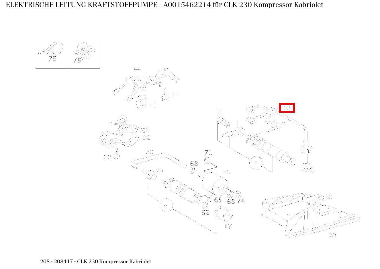 Elektrische Leitung KRAFTSTOFFPUMPE CLK 230 Kompressor Kabriolet 208 Elektrische Leitung KRAFTSTOFFPUMPE CLK 230 Kompressor Kabriolet 208