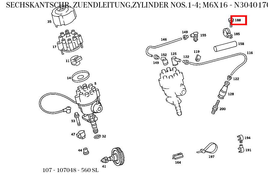 Sechskantschraube ZUENDLEITUNG,ZYLINDER NOS.1-4; M6X16 560 SL 107