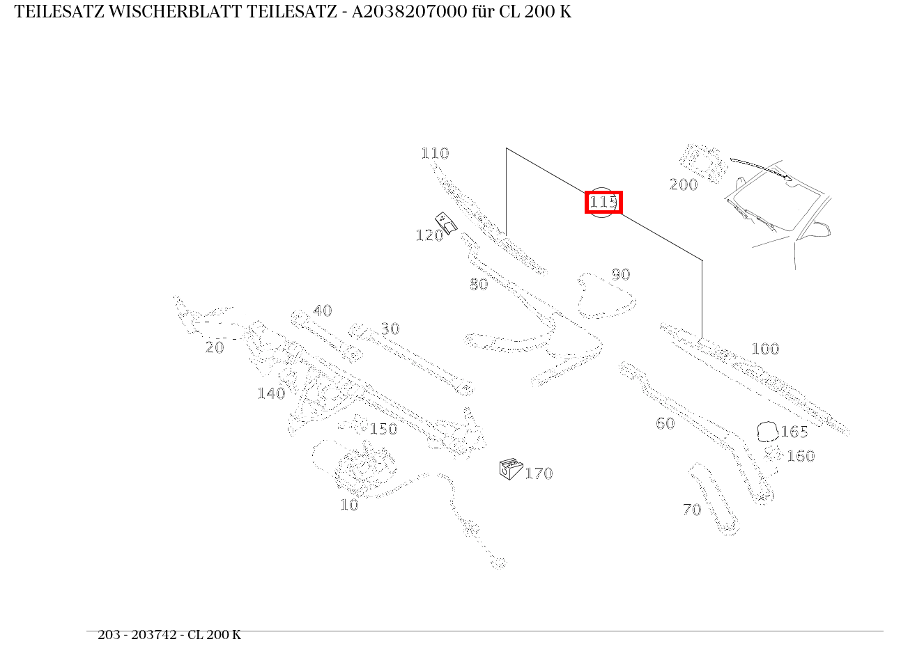 Teilesatz Wischerblatt TEILESATZ CL 200 K 203 Teilesatz Wischerblatt TEILESATZ CL 200 K 203