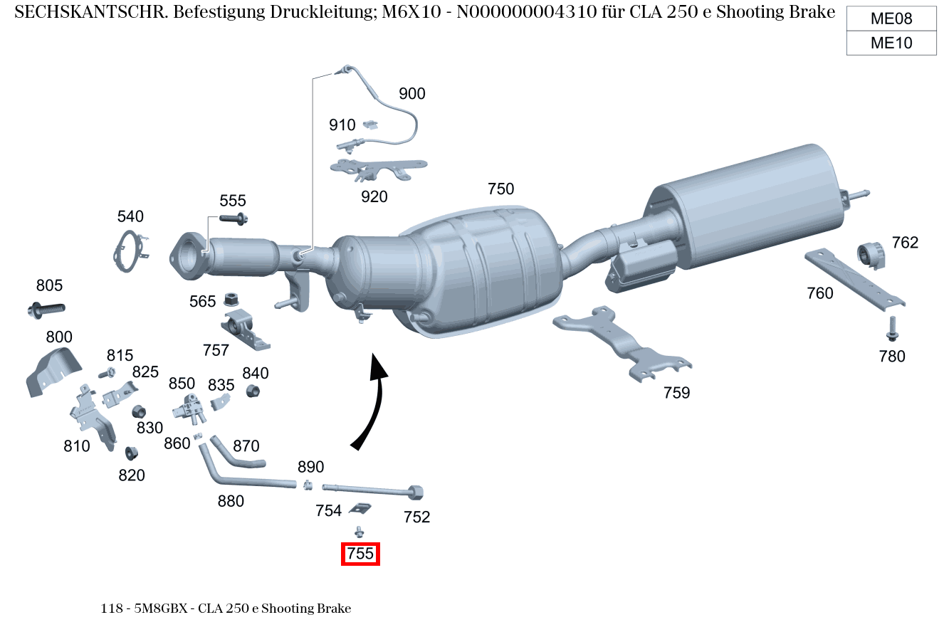 Sechskantschraube Befestigung Druckleitung; M6X10 CLA 250 e Shooting Brake 118 Sechskantschraube Befestigung Druckleitung; M6X10 CLA 250 e Shooting Brake 118