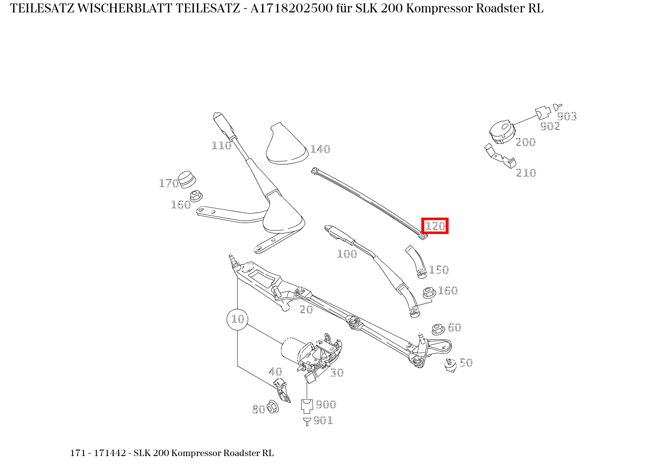 Teilesatz Wischerblatt TEILESATZ SLK 200 Kompressor Roadster RL 171 Teilesatz Wischerblatt TEILESATZ SLK 200 Kompressor Roadster RL 171