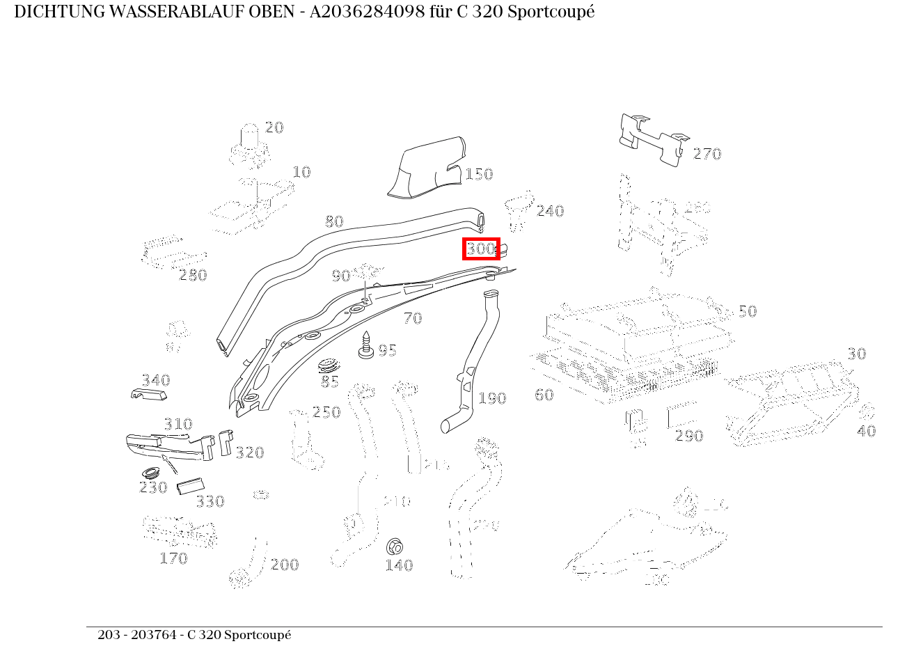 ABDICHTUNG WASSERABLAUF OBEN C 320 Sportcoupé 203