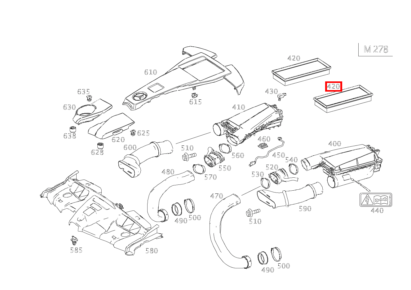 Luftfiltereinsatz RECHTS E500 BE C 207 Luftfiltereinsatz RECHTS E500 BE C 207