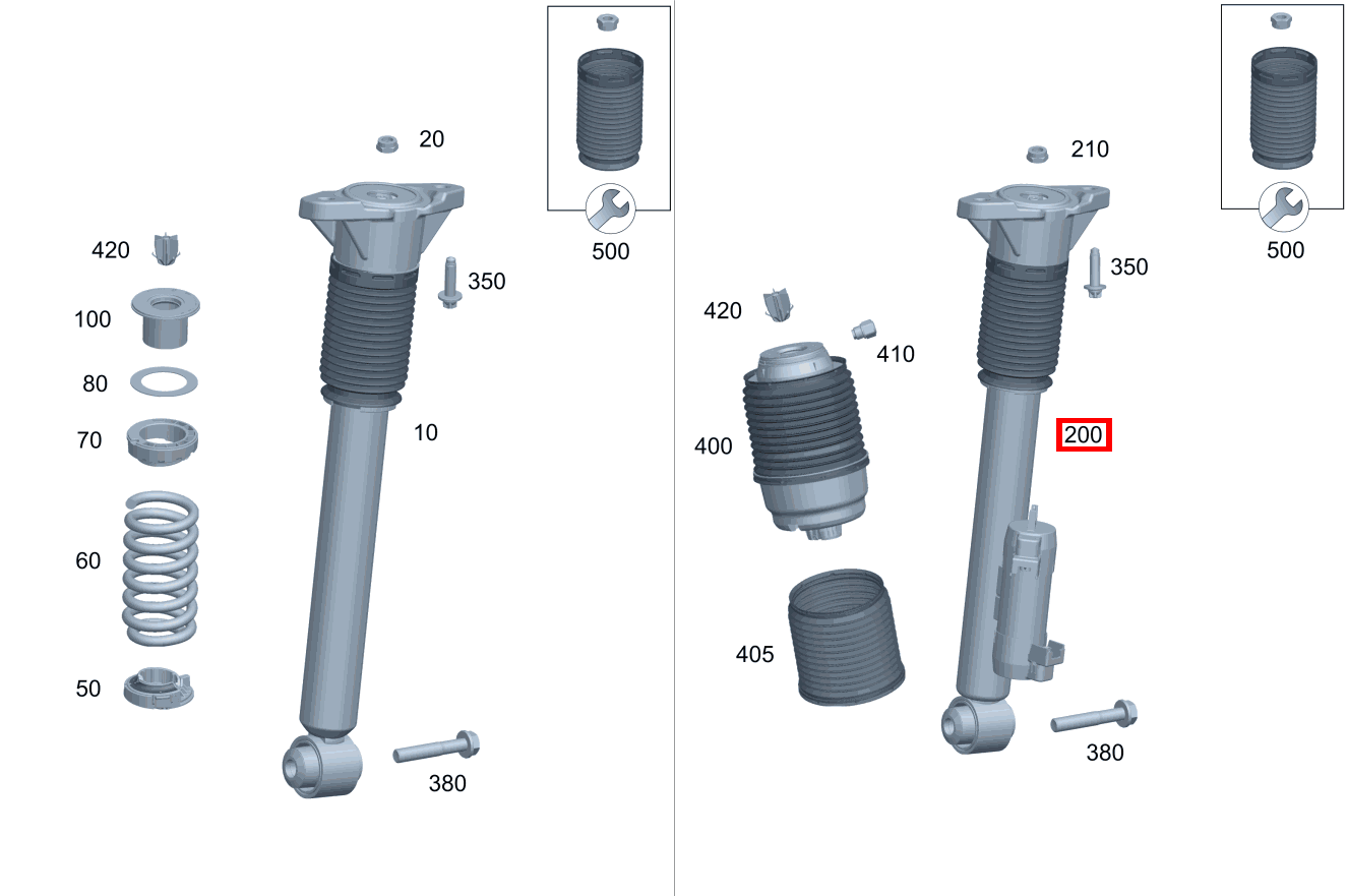 Stossdämpfer Hinten links GLE 350 e 4MATIC 167